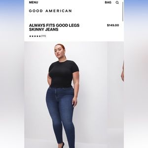 Good American always fits skinny jeans, 14-18
